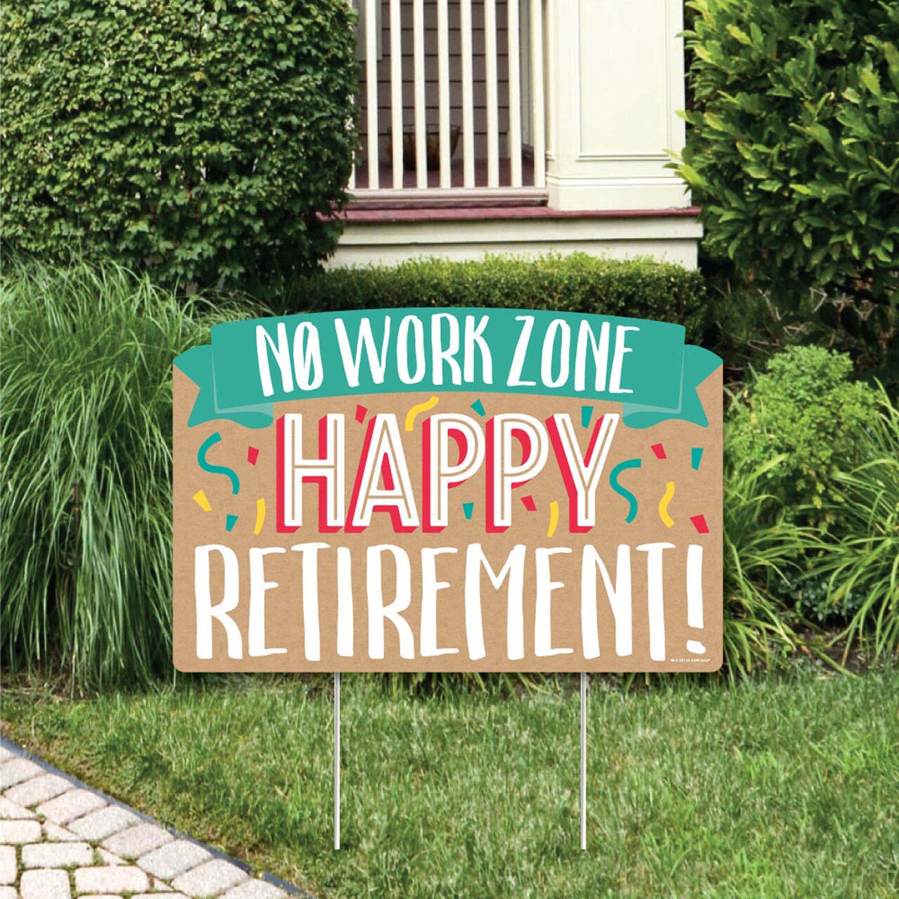 Big Dot of Happiness Retirement - Retirement Party Yard Sign Lawn Decorations - No Work Zone Happy Retirement Party Yardy Sign